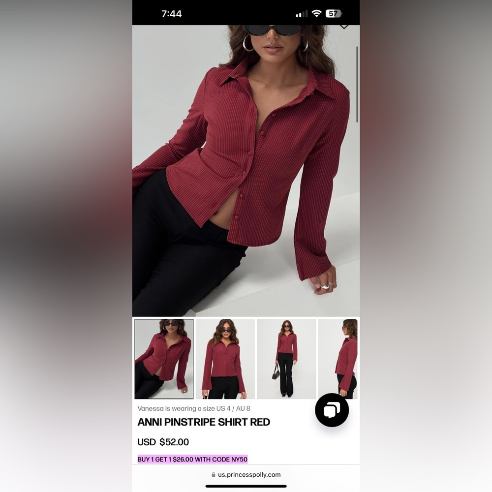 Princess Polly Pinstripe Top
